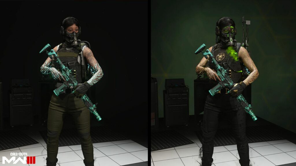 "Filth" skin and its BlackCell variant for operator Ripper from Modern Warfare 3 and Warzone Season 4 Battle Pass