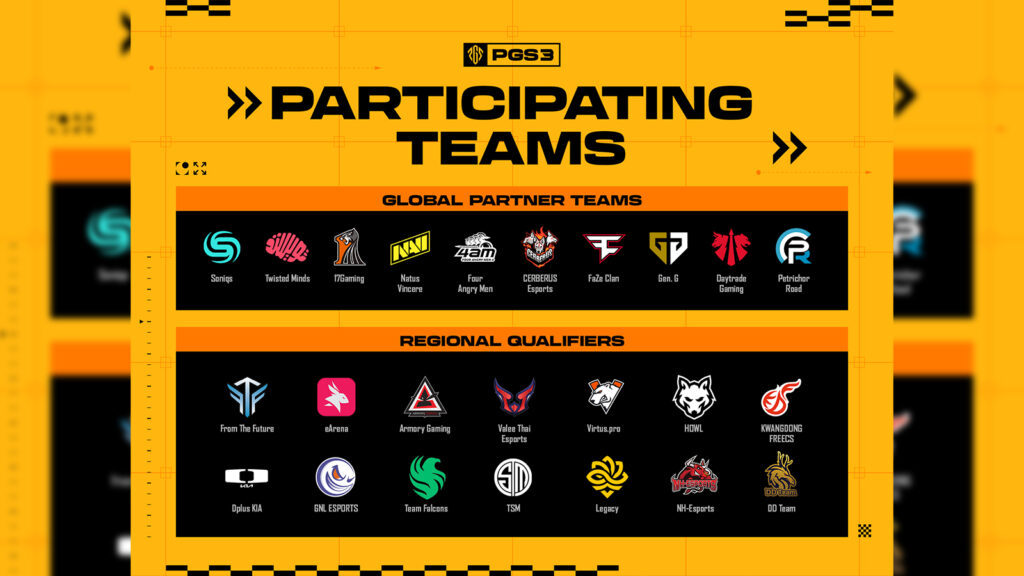 Todos los equipos participantes en el torneo PUBG Global Series 3