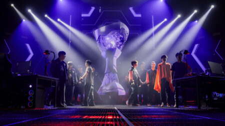 Gen.G Esports and FunPlus Phoenix are seen on stage during the VALORANT Masters Shanghai Swiss Stage Day 3 at the VCT CN Studio on May 25, 2024 in Shanghai, China