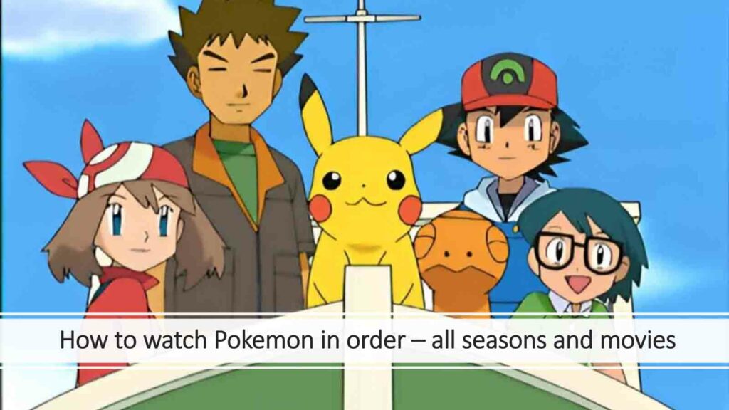 Misty, Brock, Pikachu y Ash en un barco en S8 E1 Pokemon Animated Series Episodio en Image en IMédette para un artículo de eSports "Cómo ver Pokemon en orden - Todas las estaciones y películas"