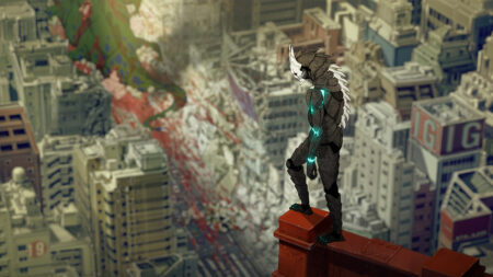 How many episodes are in Kaiju No 8 anime. Kafka Hibino in Kaiju form looking over the city