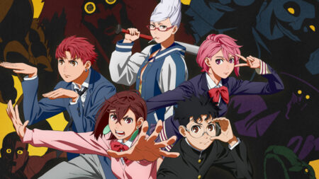 Dandadan anime characters featuring Momo Ayase, Ken Takakura, Aira Shiratori, Seiko Ayase, and Jin Enjouji