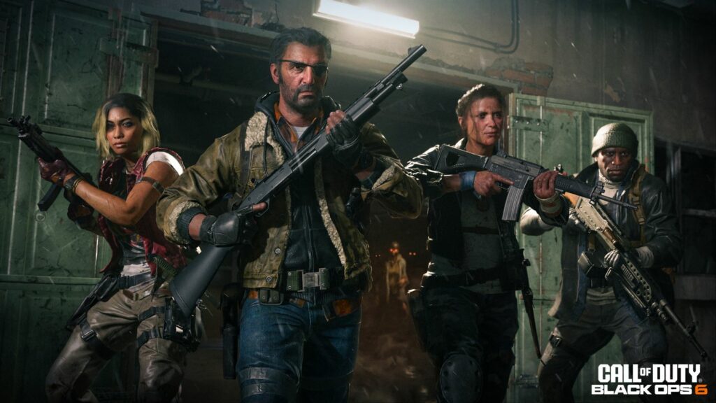 Operators with zombies behind them in the key visual of Black Ops 6 Zombies