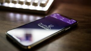 A smartphone with Twitch mobile application