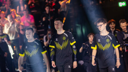 Team Vitality's Rocket League roster Yanis "Alpha54" Champenois, Andrea "Radosin" Radovanovic, and Alexis "zen" Bernier