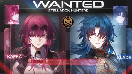 Stellaron Hunters Kafka and Blade in their wanted posters