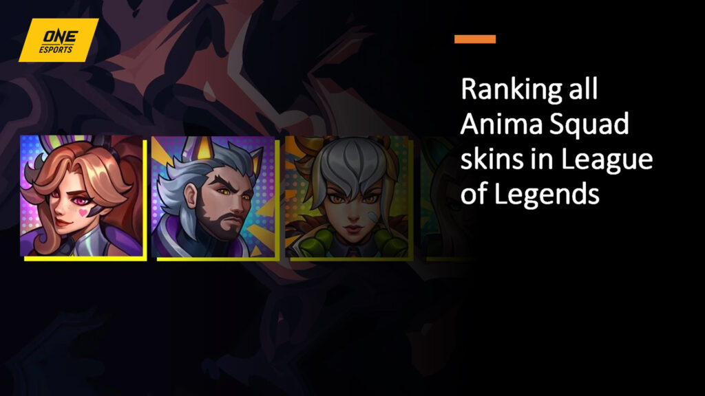 Anima Squad Skins Icons for Miss Fortune, Sylas and Riven in ONE Esports – Featured Image for Article "Ranking of all Anima Squad skins in League of Legends"