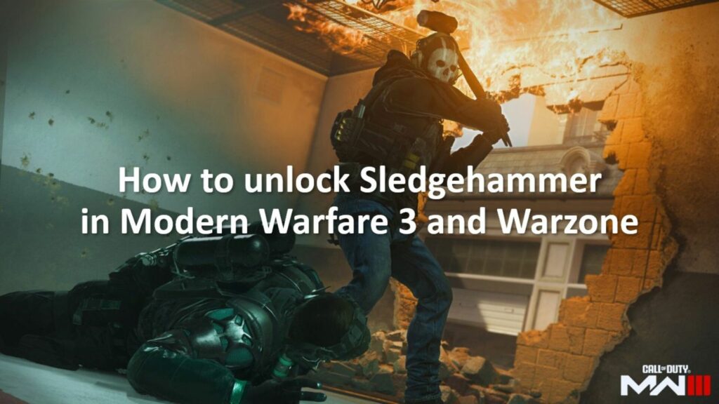 Ghost golpea a un enemigo con Sledgehammer en la imagen de ONE Esports sobre cómo desbloquear Sledgehammer en Modern Warfare 3 y Warzone