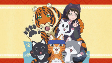 Ramen Akaneko Anime Key Visual Graphic featuring Bunzou, Hana, Krishna, Sabu. Sasaki, and Tamako