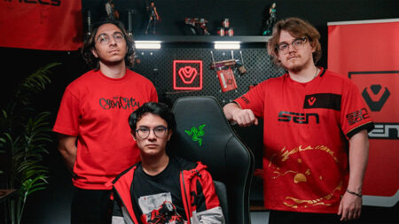 Sentinels' Valorant players Zachary "zekken" Patrone, Amine "johnqt" Ouarid, and Jordan "Zellsis" Montemurro featured in Razer and Sentinels' official chair parntership