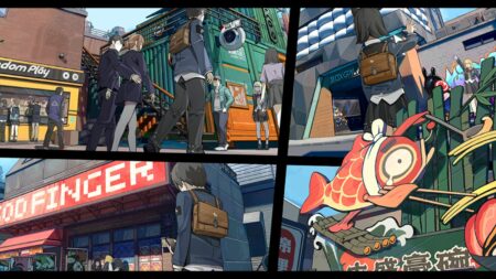 A picture collage of a typical day in New Eridu, the main city in Zenless Zone Zero