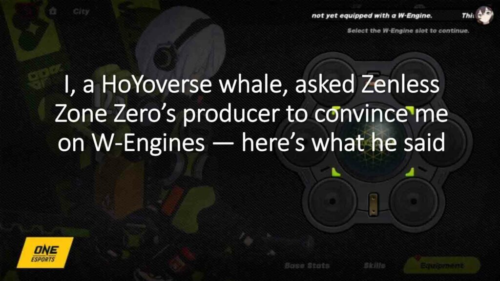 Pantalla del equipo Zenless Zone Zero W-Engine en ONE Esports, imagen destacada del artículo "Yo, una ballena HoYoverse, le pedí al productor de Zenless Zone Zero que me convenciera sobre W-Engines: esto es lo que dijo"