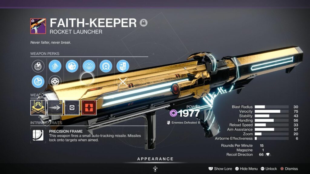 Destiny 2 Faith Keeper god roll: A powerful rocket launcher | ONE Esports