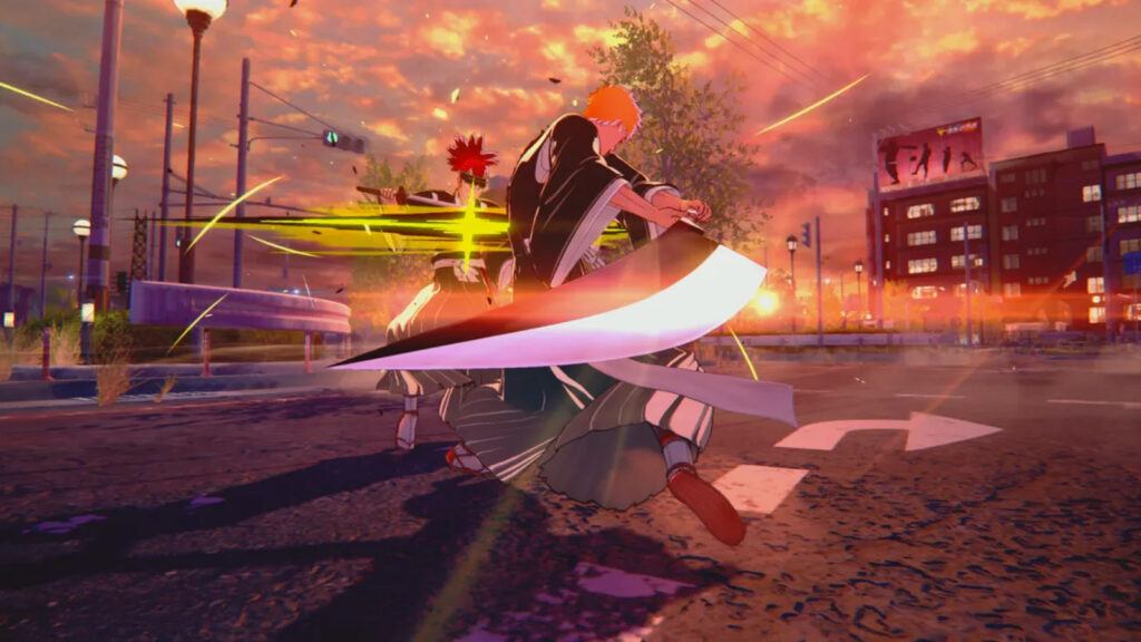 Imagen del juego Bleach Rebirth of Souls que muestra a Ichigo Kurosaki contra Renji Abanai