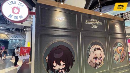 Honkai Star Rail x LiHO collab at Bugis+ with a fall featuring chibi Ruan Mei, Firefly, and Sam