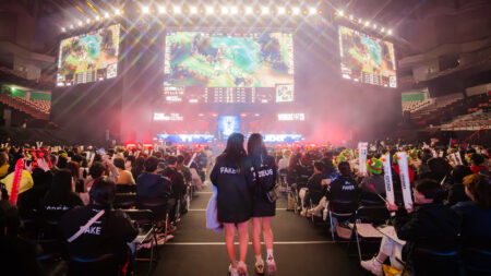 View of atmosphere at the League of Legends World Championship 2023 Semi Finals on November 12, 2023 in Seoul, South Korea.