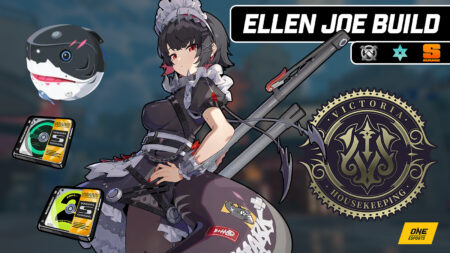 Ellen Joe, Deep Sea Visitor W-Engine, and Drive Discs in ONE Esports' image for best Ellen Joe build in Zenless Zone Zero