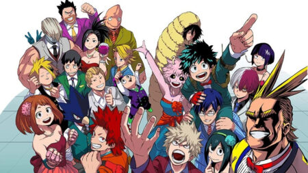 All-Might and the students of Class 1A from My Hero Academia