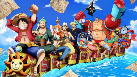 One Piece Straw Hat Pirates members Monkey D. Luffy, Roronoa Zoro, Nami, Usopp, Vinsmoke Sanji, Tony Tony Chopper, Nico Robin, Franky, Brook, Jinbe