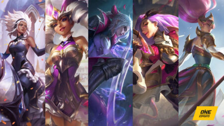 League of Legends Battle Queen skins featuring Rell, Qiyana, Diana, Katarina, and Janna