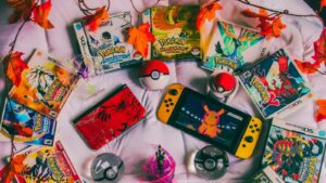 Table with various Pokemon games for DS and 3DS