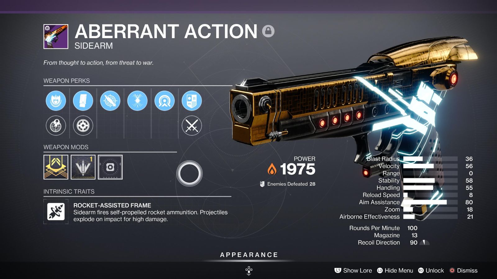 Destiny 2 Aberrant Action god roll &ndash; Rocket-Assisted Frame | ONE 
