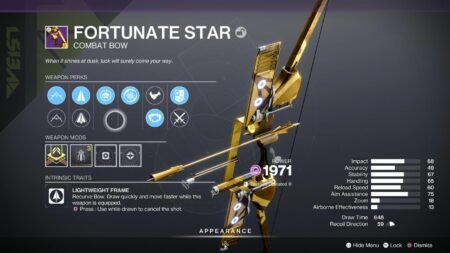 Destiny 2 Fortunate Star god roll