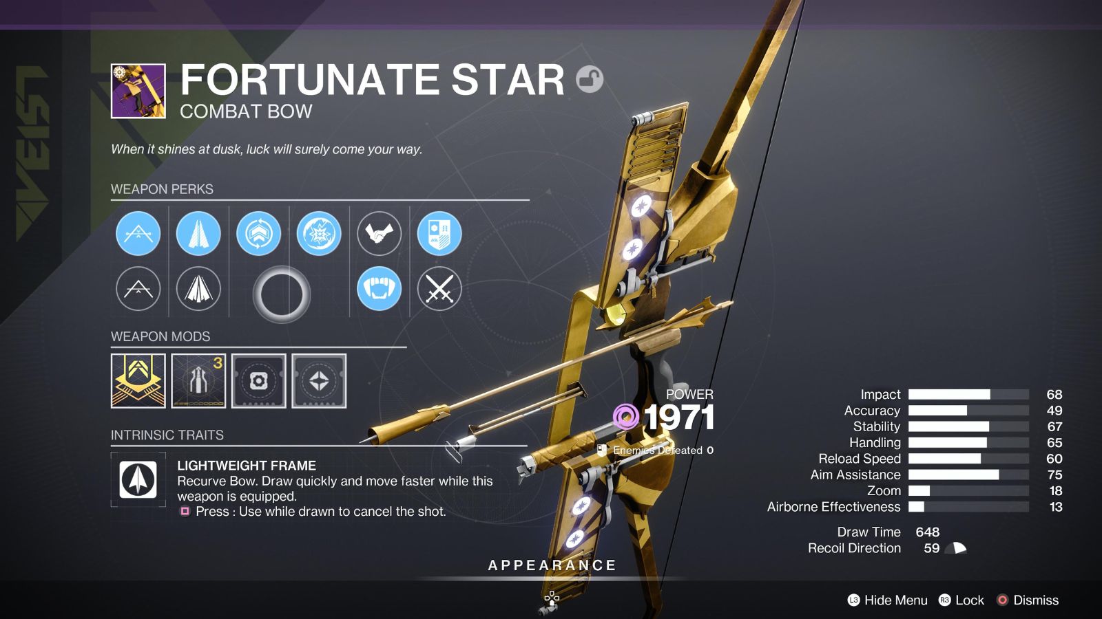 เทพเจ้าม้วน Destiny 2 Lucky Star 