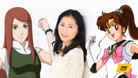 Japanese voice actress Emi Shinohara along side the iconic characters she voiced, Kushina Uzumaki from Naruto and Sailor Jupiter from Sailor Moon