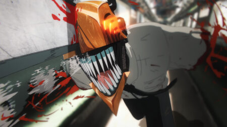 Denji from Chainsaw Man in his Chainsaw form mid attack