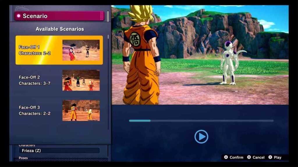 Dragon Ball Sparking Zero official screenshot of custom battle scenarios