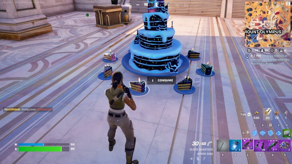 How to eat the birthday cake in Fortnite -- yummy and rewarding! Fortnite birthday cake