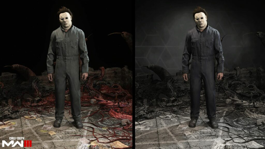 Preview of Michael Myers operator and BlackCell variant from Modern Warfare 3 and Warzone Season 6 Battle Pass