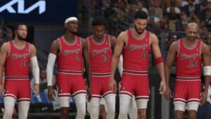 NBA players Jalen Brunson, Shai Gilgeous-Alexander, RJ Barrett, Jayson Tatum, and Vince Carter in NBA 2K25 MyTEAM