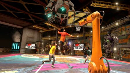 Two teams of two players at The City in NBA 2K25