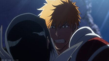 Bleach Thousand Year Blood War main character Ichigo Kurosaki going against Uryu Ishida in part 3 episode 4