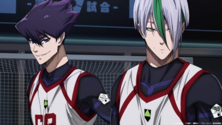 Blue Lock season 2 characters Tabito Karasu and Eita Otoya, members of Blue Lock's Top 6, seen in episode 2 of season 2