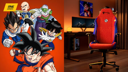 Dragon Ball Z Secretlab chair featuring characters Son Goku, Vegeta, Krillin, Piccolo, and Son Gohan