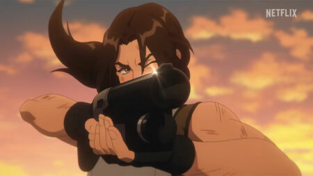 Tomb Raider anime trailer screen capture featuring Lara Croft