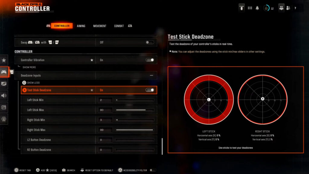 Controller settings in Black Ops 6