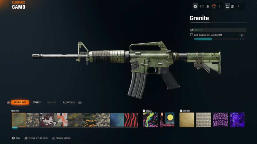 Granito, uno de los camuflajes militares en Black Ops 6