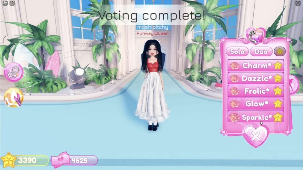 Dress to Impress voting period for Roblox gameplay