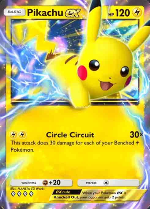 Pikachu EX card from Pokemon TCG Pocket.