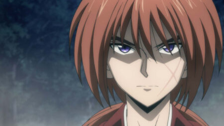 A close up of Kenshin from Rurouni Kenshin