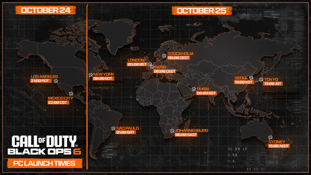 Black Ops 6 release times by region