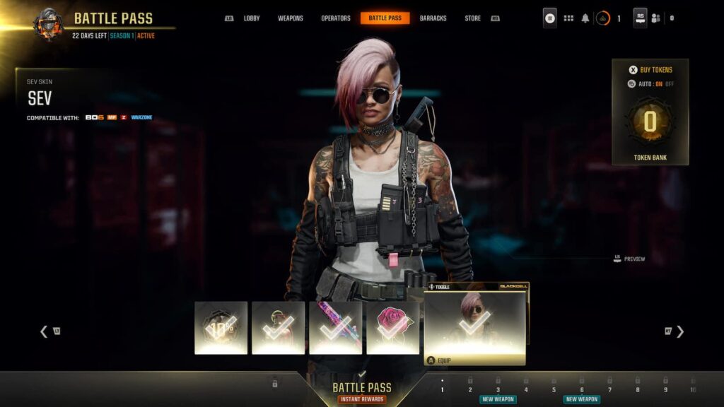 Operator Sev as a reward in the Black Ops 6 Season 1 Battle Pass