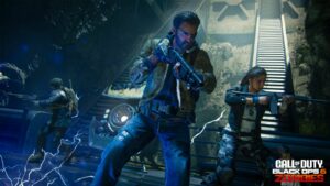 Black Ops 6 Zombies characters Weaver, Grey, and Carver inside Citadelle des Morts