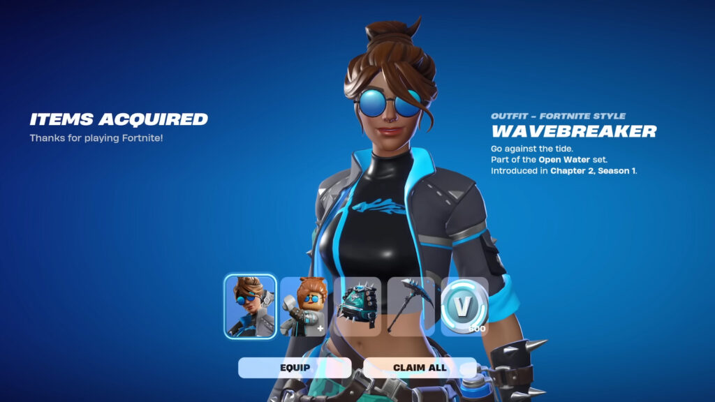 Diseño WaveBreaker y otros elementos del paquete WaveBreaker en Fortnite