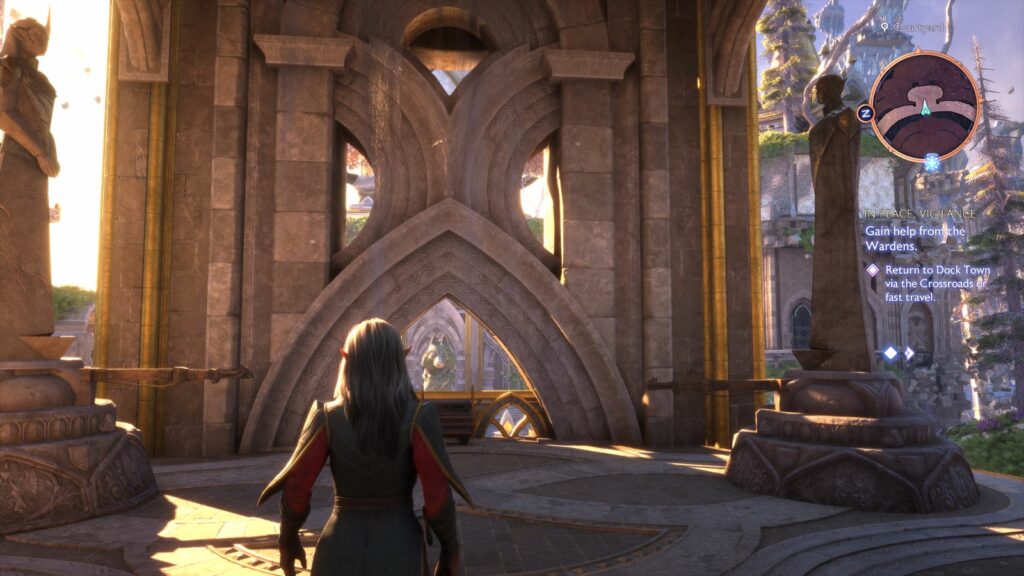 Solving the second statue puzzle to find one of the lighthouse chests in Dragon Age: The Veilguard