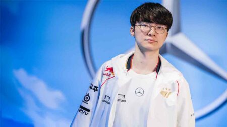 LONDON, UNITED KINGDOM - November 02: Faker of T1 arrives to compete at the League of Legends World Championship 2024 Finals on Novemeber 02, 2024 in London. (Photo by Colin Young-Wolff/Riot Games)